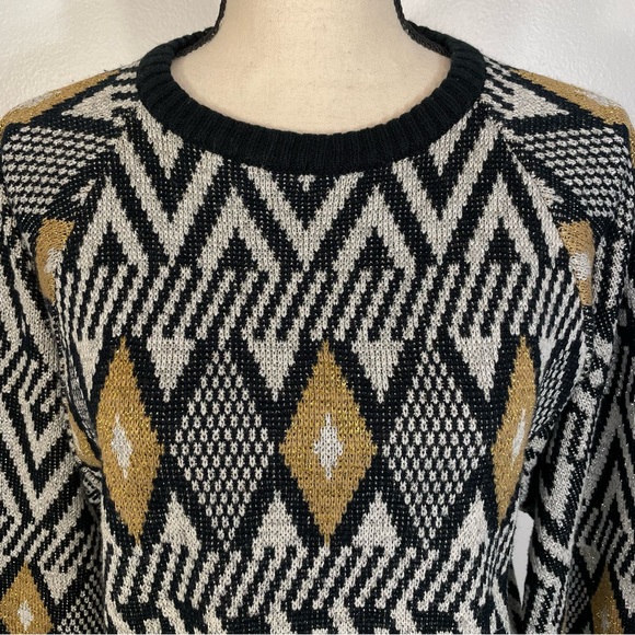 Vintage Diane Von Furstenberg Metallic Abstract Print Knit Sweater Size Large - Picture 2 of 11